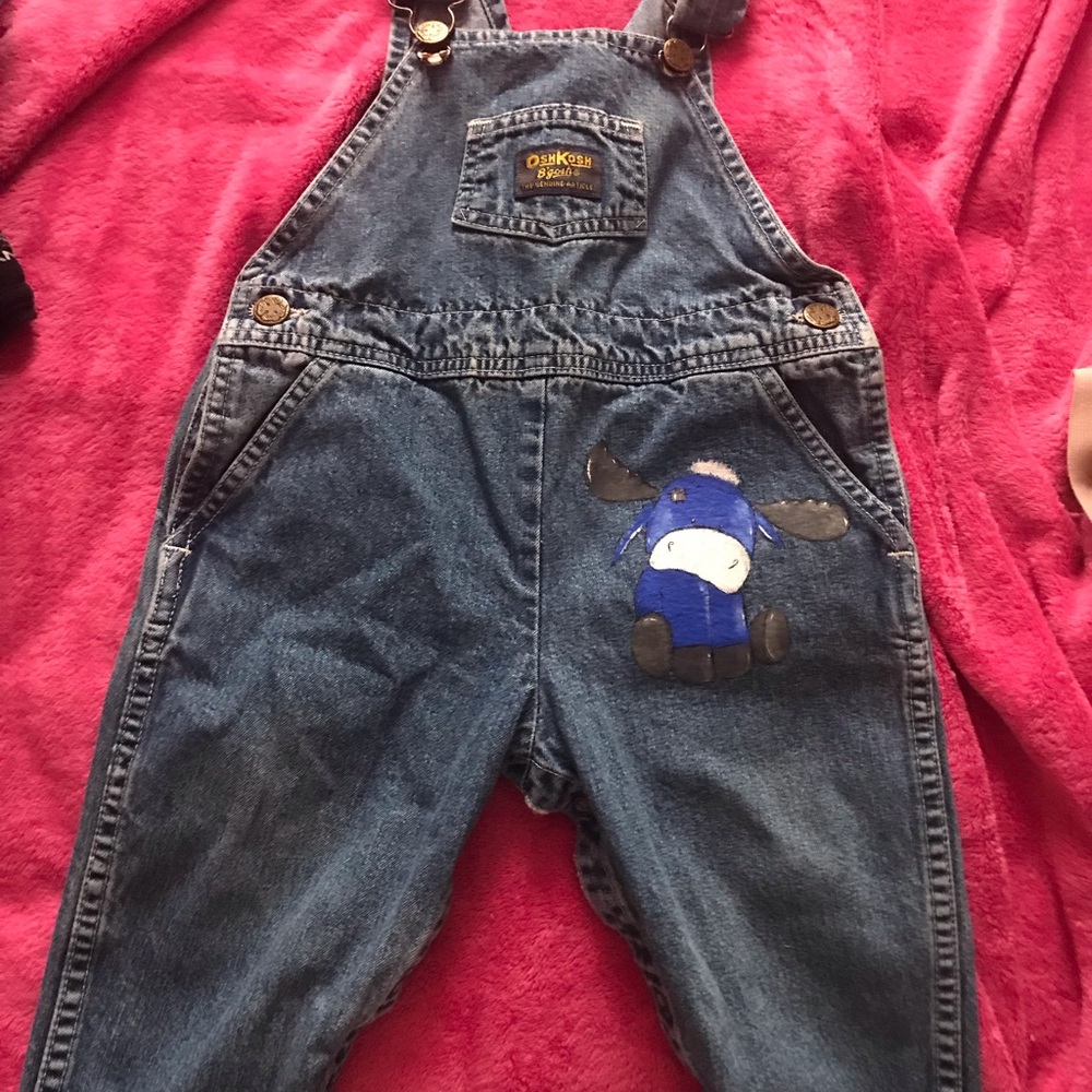 OshKosh B'gosh Blue Denim Kids Overalls with Moose Patch